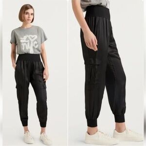 Cinq à Sept Pants Giles Cupro Crop Cargo Joggers Black Size S